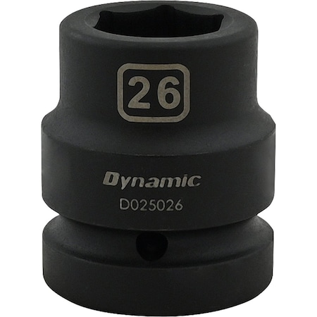 Dynamic 1" Drive Standard Socket, Black Phosphate, Tools 26MM X 1" Drive, 6 Point Standard Length D025026